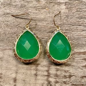 Green Faceted Teardrop Earrings